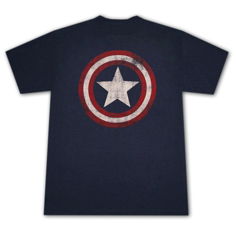 Impact Captain America Marvel Superhero Comics Shield on Navy Adult T-Shirt Tee Impact Captain America Marvel Superhero Comics Shield on Navy Adult T-Shirt Tee