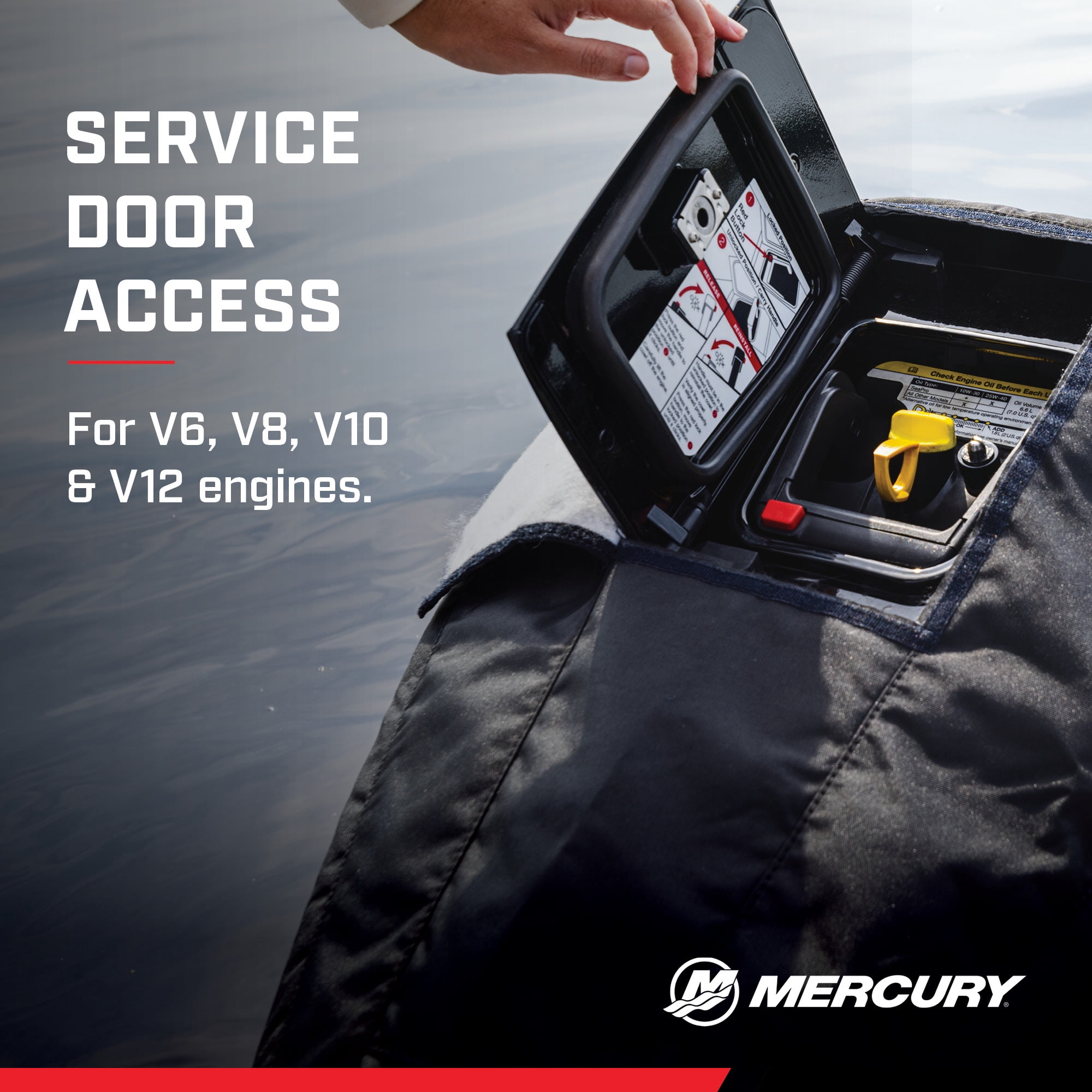 Mercury 8M0228532 3.4L V6 175hp Pro XS Outboard Vented Splash Cover