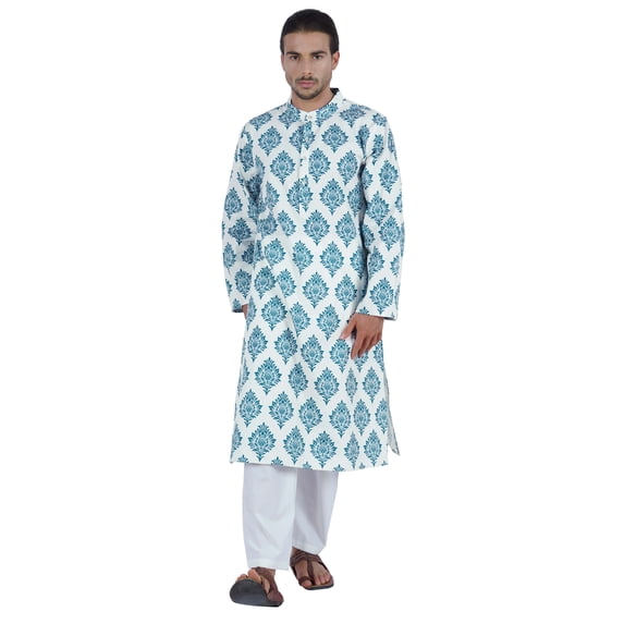 Atasi Designer Kurta For Men’s Printed Chinese Collar Summer Ethnic Party Wear