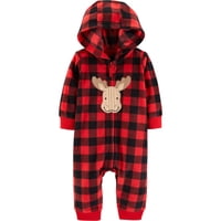 Hooded Long Sleeve Footless Fleece Romper (Baby Boys)