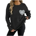 thumbnail image 3 of Weiqiqre Fall Sweaters for Women Heart Sweater Crew Neck Casual Long Sleeve Loose fit Love Print Ribbed Knit Sweaters Pullover Top, 3 of 7