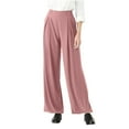 thumbnail image 2 of Hfnxid Womens Plus Size Wide Leg Trousers Solid High Elastic Waist Work Pant Loose Fit Pleated Business Trouser Casual Lightweight Office Pant with Pockets PinkXXXXXL, 2 of 8