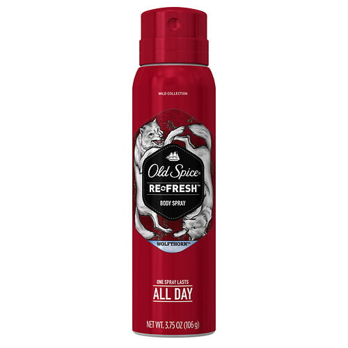 Old Spice Wild Collection Re-Fresh Mens Deodorant Body Spray, Wolfthorn - 3.75 Oz , 3 Pack