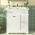 thumbnail image 2 of Euroco 30" Bathroom Vanity Cabinet with Sink Combo Set, Undermount Resin Sink, Free Standing Vanity Set with 2 Drawers& Soft Closing Doors, Solid Wood Frame Bathroom Cabinet, White, 2 of 9