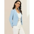 thumbnail image 2 of INSPIRE CHIC Chaqueta abierta de la chaqueta del traje de la cosecha del trabajo de la oficina del frente de las mujeres Azul cielo-Sólido L, 2 of 6