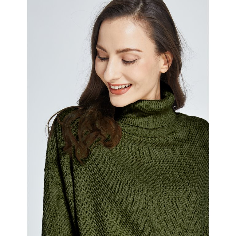 SSLR Oversized Sweaters for Women Turtleneck Sweater Drop Shoulder