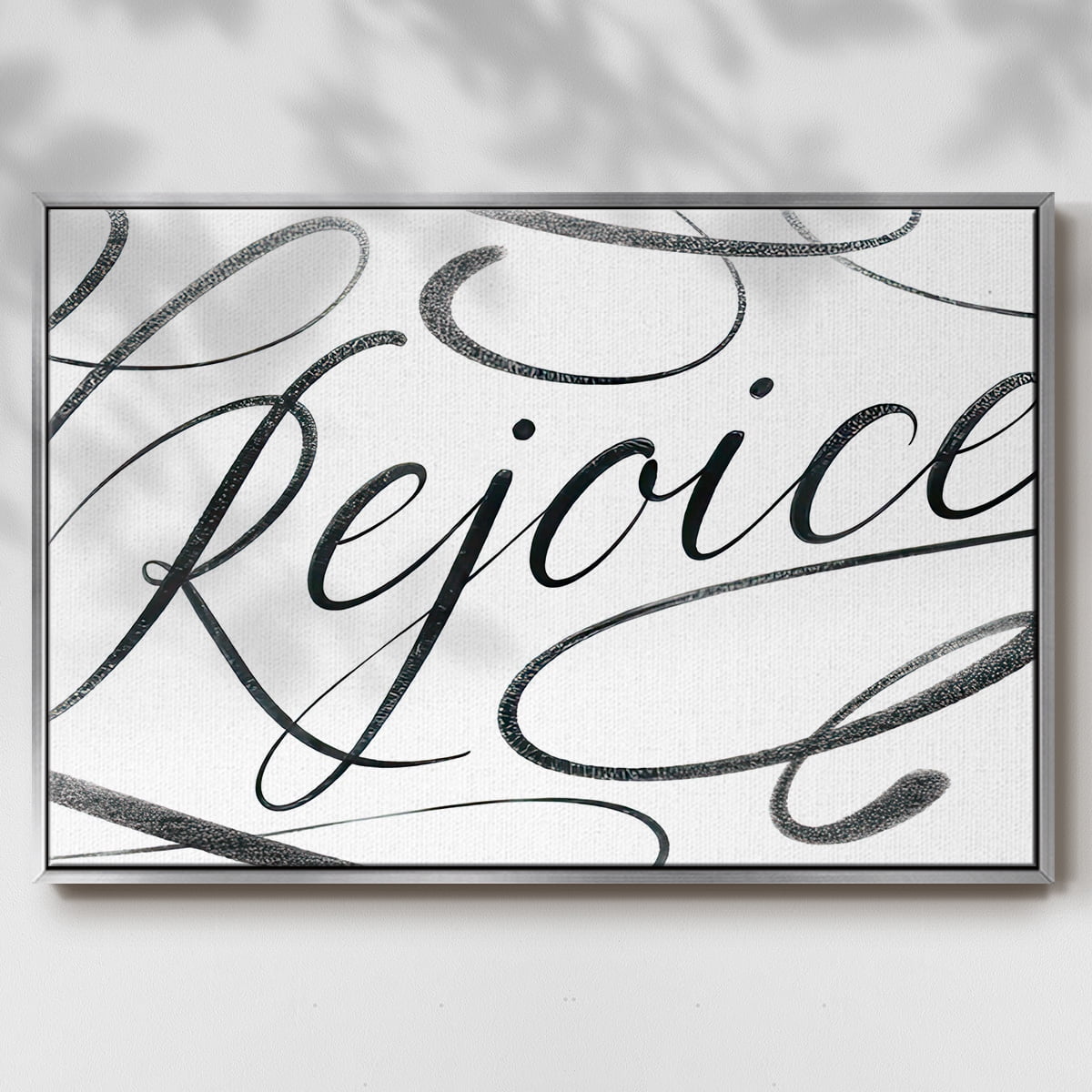 Rejoice - Framed Gallery Wrapped Holiday Canvas - 27 x 41 - Silver Frame
