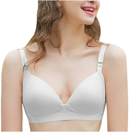 

YWDJ Womens Bras Women Solid Feeding Nursing Pregnant Maternity Bra Openable Breathable Underwear Gray XXXL