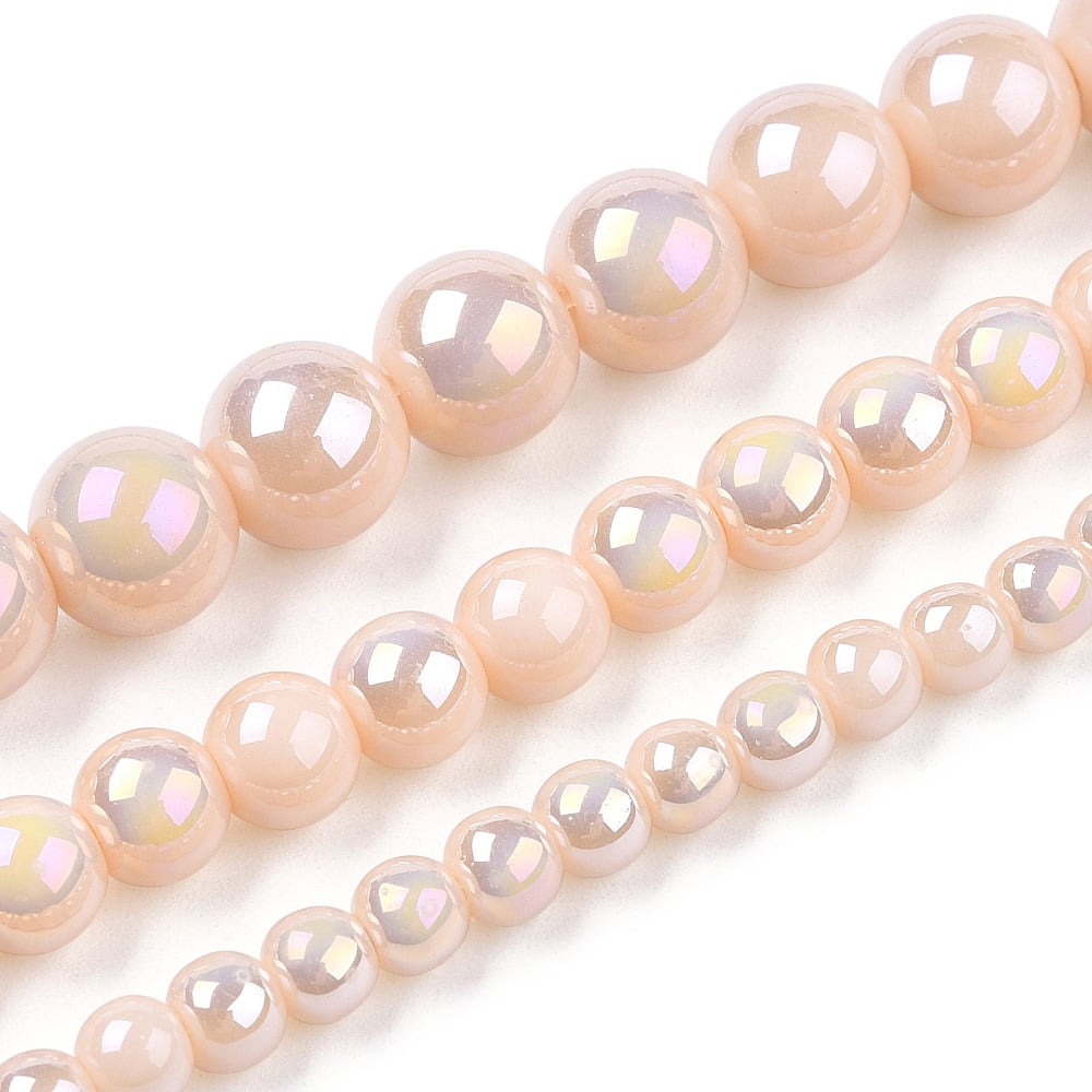 20strands Electroplate Opaque Glass Beads Strands AB color Round PeachPuff 6~6.5mm Hole: 1.4mm about 67~70pcs/strand 14.76 inch~15.16 inch(37.5~38.5cm)