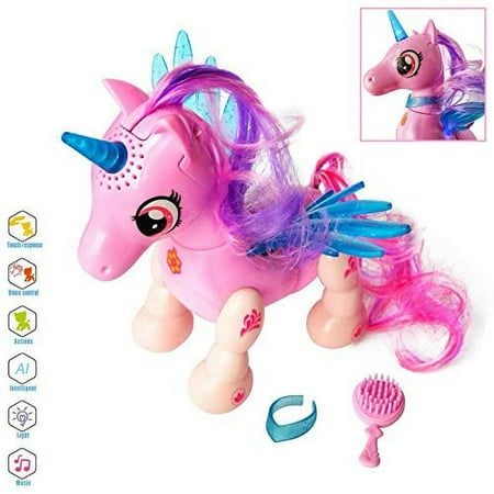 amdohai Unicorn Toys for Girls, Interactive Toy for Kids, Walking and Dancing Robot Pet, Birthday Gifts for Age 3 4 5 6 7 8 Year Old Girls, Gift Idea( Pink Unicorn)