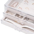 thumbnail image 4 of FFENYAN Velvet Transparent Jewelry Storage Box Ladies Jewelry Box (With 3 Drawers) Beige, 4 of 4