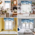 thumbnail image 5 of Blue Ombre Valance Curtain Abstract Stripe Ocean Wave Geometric Modern Art Window Valances Rod Pocket Short Curtains Window Treatments for Kitchen Bedroom Bathroom Laundry 60" x 14", 5 of 9
