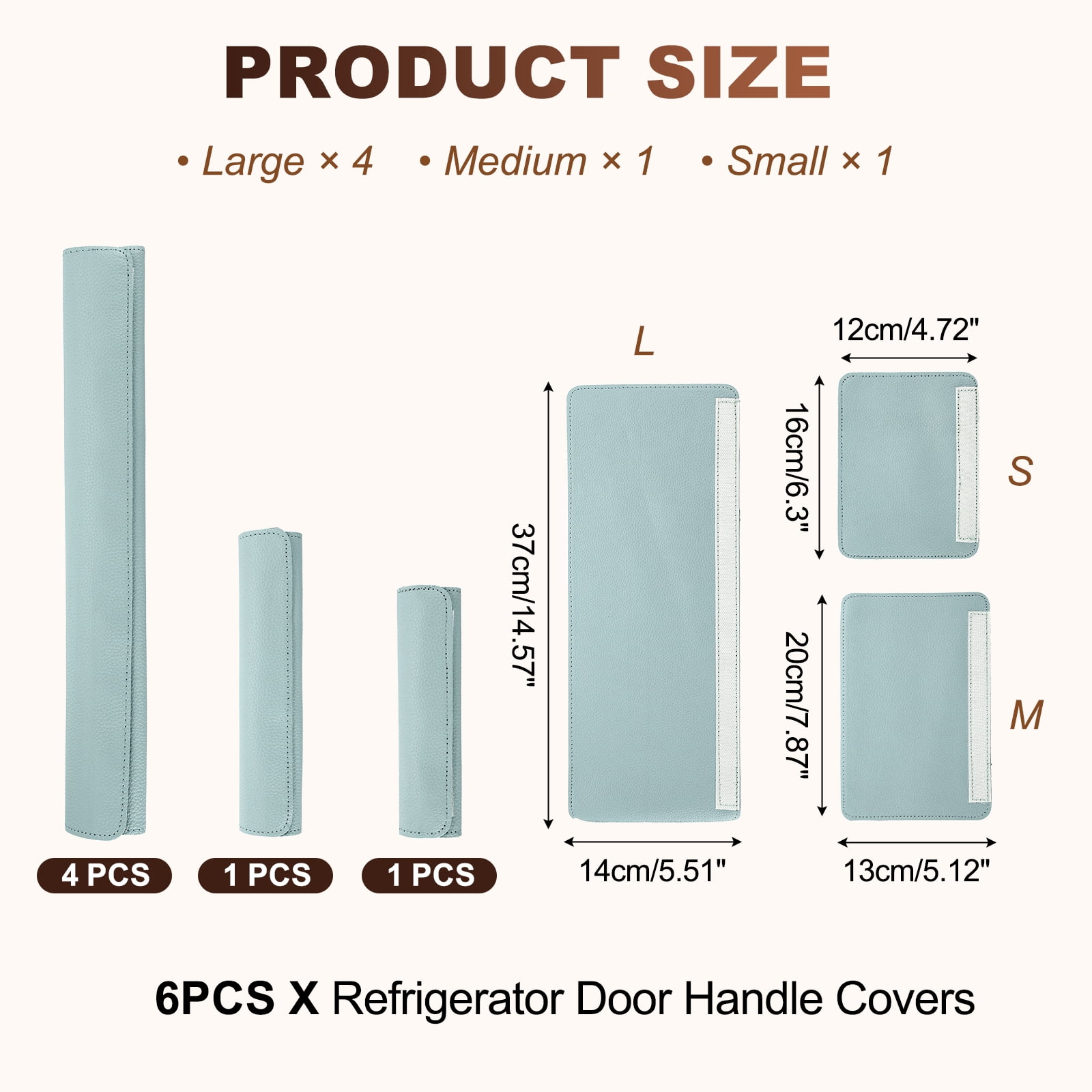 Uxcell 6Pcs Refrigerator Door Handle Covers, PU Leather Kitchen Appliance Handle Protector, Anti-Static Fridge Handle Cover Keep Your Microwave Oven Dishwasher Clean, Light Blue