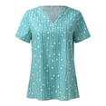 thumbnail image 4 of B91xZ Womens Tunique Tops Col Rond Ample Manches Courtes T-Shirt Extensible Basique Tops, Vert L, 4 of 4