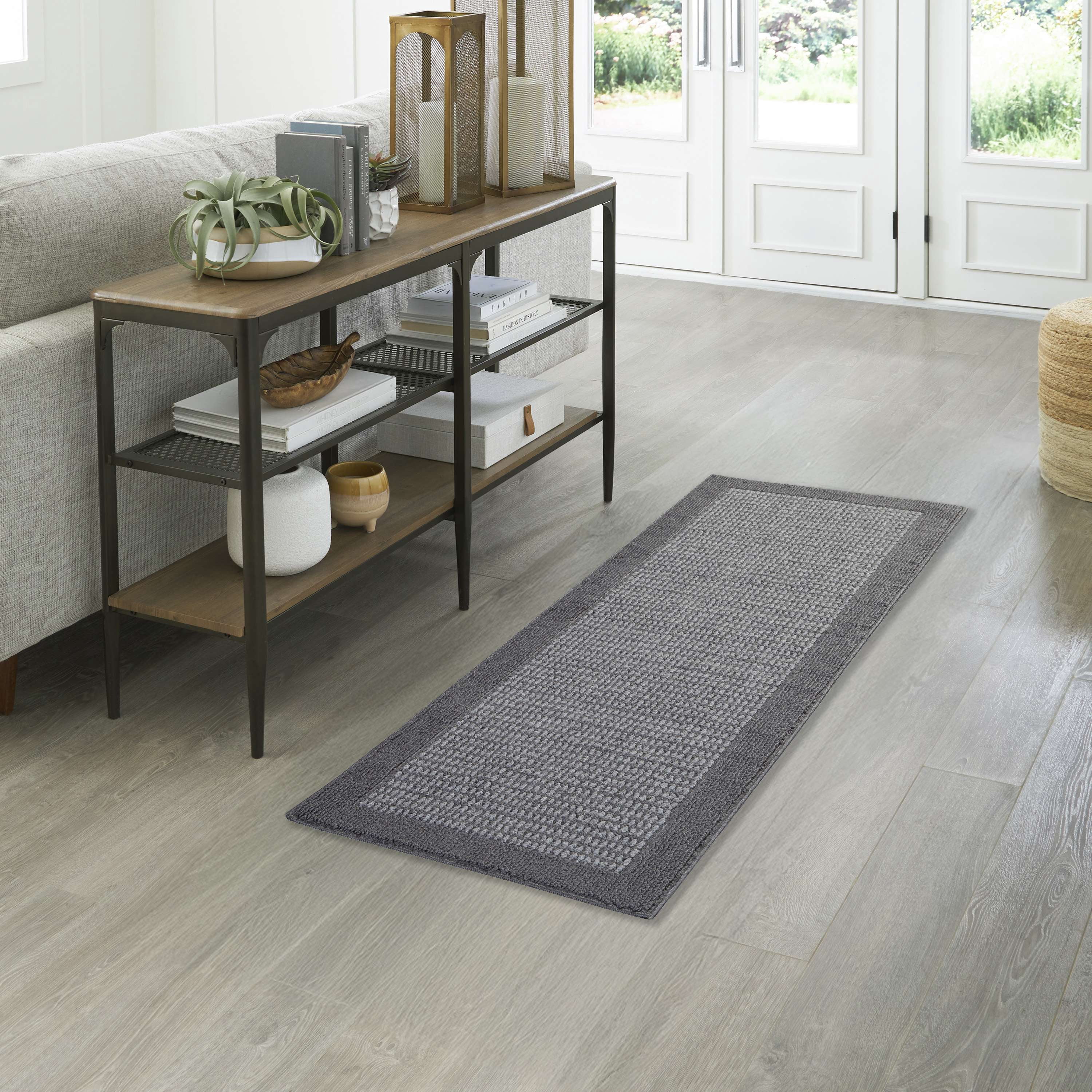 Mainstays Faux Sisal Olefin Gray Border Indoor Runner Rug, 2 ft x 6 ft