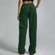 thumbnail image 5 of ICHUANYI Clearance Women's Casual Color Fashionable Pocket Elastic Waist Straight Pants(Green, L) ICHUANYI WER2023081113510, 5 of 5