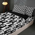 thumbnail image 3 of Homewish Ghost Face Checkered Zipper Twin Comforter Sets with Fitted Sheet and 2 Pillowcases, Halloween Spooky Grid Zipper Bedding Set, Black White, Black Reversible, 3 of 7
