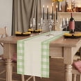 thumbnail image 2 of Retro Green Table Runner, Farmhouse Buffalo Plaid Vintage Beige Washable Cotton Linen Table Runners 72 Inches Long, Dresser Scarf Runner for Dining/Coffee/Kitchen/TV Stands/Cabinets 14''x72'', 2 of 9