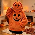 thumbnail image 2 of Halloween Zip Hoodie for Kids Pumpkin Face Print Full Zip Front Zipper Sweatshirt 3-12 Years, 2 of 5