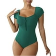 thumbnail image 2 of AXXD One Piece Swimsuit Women,One Shoulder Retro Boho Front Tie Knot Flower Printing One Piece Sexy Tie Criss Tummy Control High Waisted Swimsuits, 2 of 7