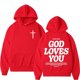 thumbnail image 3 of Sudadera con capucha para hombre y mujer, ropa de calle Vintage, estética Harajuku, Iglesia Cristiana de Jesús, versículo de la Biblia, Dios te ama, Y2K, 3 of 5