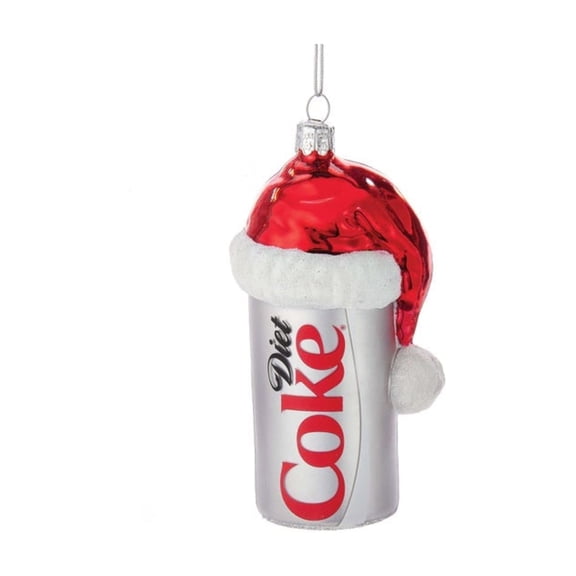 Kurt Adler Coca-Cola Glass Diet Coke Can With Santa Hat Ornament, 4.5"