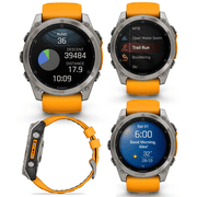 Garmin Fenix 8 - 51 mm, AMOLED Multisport GPS Smartwatch, Sapphire, Titanium with Spark Orange/Graphite Silicone Band, Built-in LED Flashlight with Wearable4U Power Bank Bundle