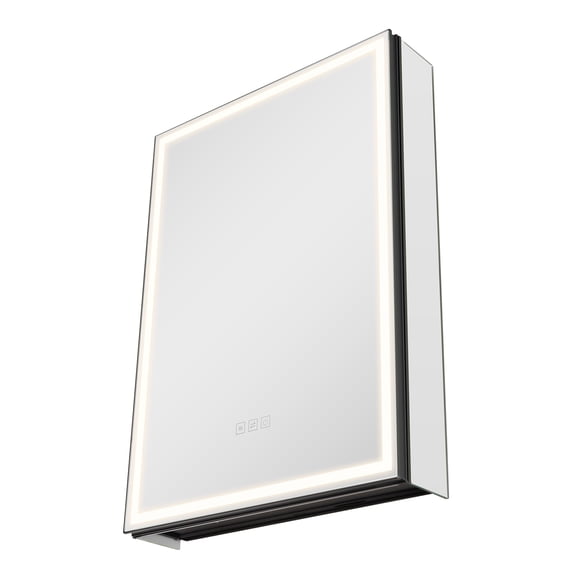 KFFKFF Lighted Medicine Cabinet with Mirror, 20 x 28 in Recessed or Wall Mount, 3 Color Dimmable LED Bathroom Medicine Cabinet with Bottom Lighting