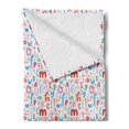thumbnail image 2 of Alphabet Soft Flannel Fleece Blanket, Colorful Doodle Style Illustration of Whimsical Typography on a Plain Background, Cozy Plush for Indoor and Outdoor Use, 60" x 80", Multicolor, by Ambesonne, 2 of 5