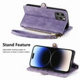 thumbnail image 6 of Allytechgroup for iPhone 16 Pro Case with Cards Holder, RFID Blocking PU Leather Wallet Case Support Wireless Charging Shockproof Full Body Protective for iPhone 16 Pro, Purple, 6 of 10