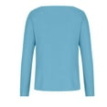 thumbnail image 4 of IROINNID Womens Long Sleeve V-Neck Shirts Solid Color Comfortable Loose T-shirt Blouse Home Tops,Blue, 4 of 4