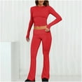 thumbnail image 3 of Scyoekwg Two Piece Workout Outfits For Women Slim Workout Outfits Long Sleeve Tops Long Pants Casual Two Piece Set Matching Outfits Fashion Sweatsuits (Red,XXL), 3 of 5