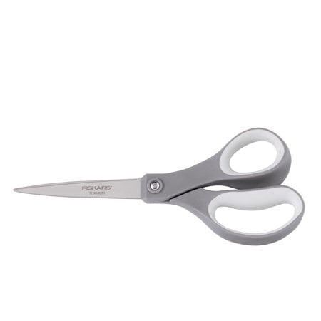 Sterling Silver Scissors - Fiskars softgrip titanium contoured straight scissors, 8 inches, silver (Pack of 2)