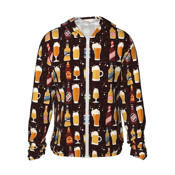 Balery Beer Bottles1 Sudadera ligera de manga larga con capucha y protección solar UPF 50+ para hombre y mujer, ideal para pesca y running-Medium
