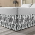 thumbnail image 1 of Bird Print Bed Skirt, Tropical Plants and Exotic Birds Monochrome Outline Pattern, Elastic Bedskirt Dust Ruffle Wrap Around for Bedding Decor, 4 Sizes, Charcoal Grey White, by Ambesonne, 1 of 2