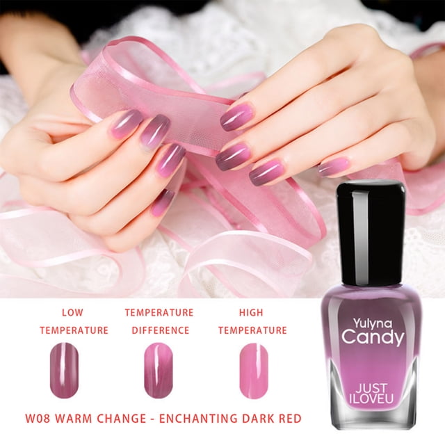 Color Changing Gel Polish Set, Red Nail Gel Polish Temperature Change Colors Kit, DIY Home Manicure Decorations for Women
