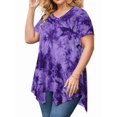 thumbnail image 2 of Short Sleeve Shirts for Women's for Plus Size Tops Casual Summer Clothes Asymmetrical Tunic Blouses XL, 2 of 7