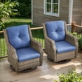 thumbnail image 3 of POCASSY Outdoor Rocking Chairs Swivel Chairs Set of 2, All Weather Wicker Rattan Patio Furniture Set Patio Chairs with 360° Swivel Chair for Balcony, Garden, Porch, Pool and Backyard, Blue, 3 of 9