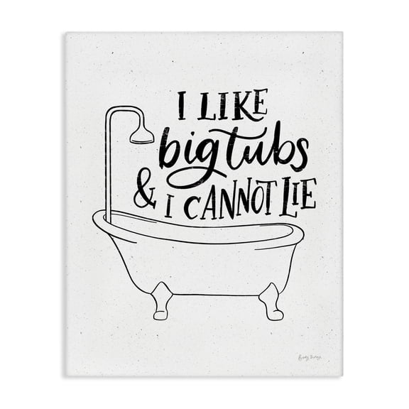 Stupell Industries Eclectic I Like Big Tubs Bathroom Funny Canvas Art, 16 x 20, by Becky Thorns