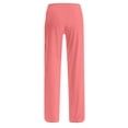 thumbnail image 6 of Womens Soft Straight Leg Sleep Pants Elastic Waist Solid Color Casual Trousers for Loungewear Nightwear Watermelon Red 8(L), 6 of 7