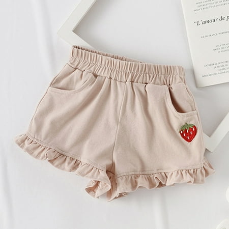 

DAETIROS Versatile Children Ruffle Casual Cute Elastic Summer Girls Trousers Pink