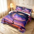 thumbnail image 3 of Homewish Nature Botanical Tree Bed Spread Queen,Moon Galaxy Print Queen Coverlet Set,Pink Purple,Black Reversible,3pcs, 3 of 7
