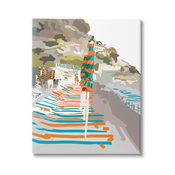 Stupell Industries Beach Vacation Coast Nature Painting Gallery Wrapped Canvas Print Wall Art, 16 x 20