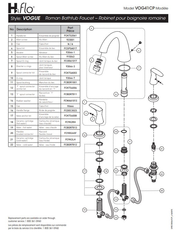 H2Flo Vogue Roman Bathtub Faucet