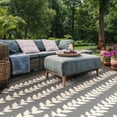 thumbnail image 4 of SAFAVIEH Courtyard Milford Leaves Indoor/Outdoor Area Rug, Anthracite/Beige, 8' x 11', 4 of 12