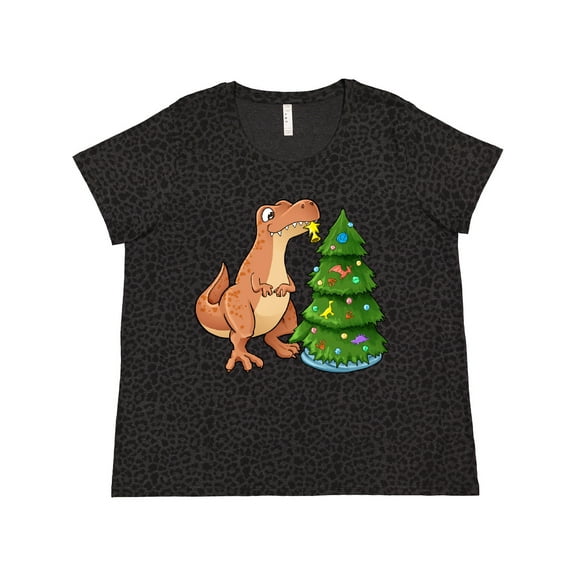 Inktastic Tyrannosaurus Rex Decorating Christmas Tree Women's Plus Size T-Shirt