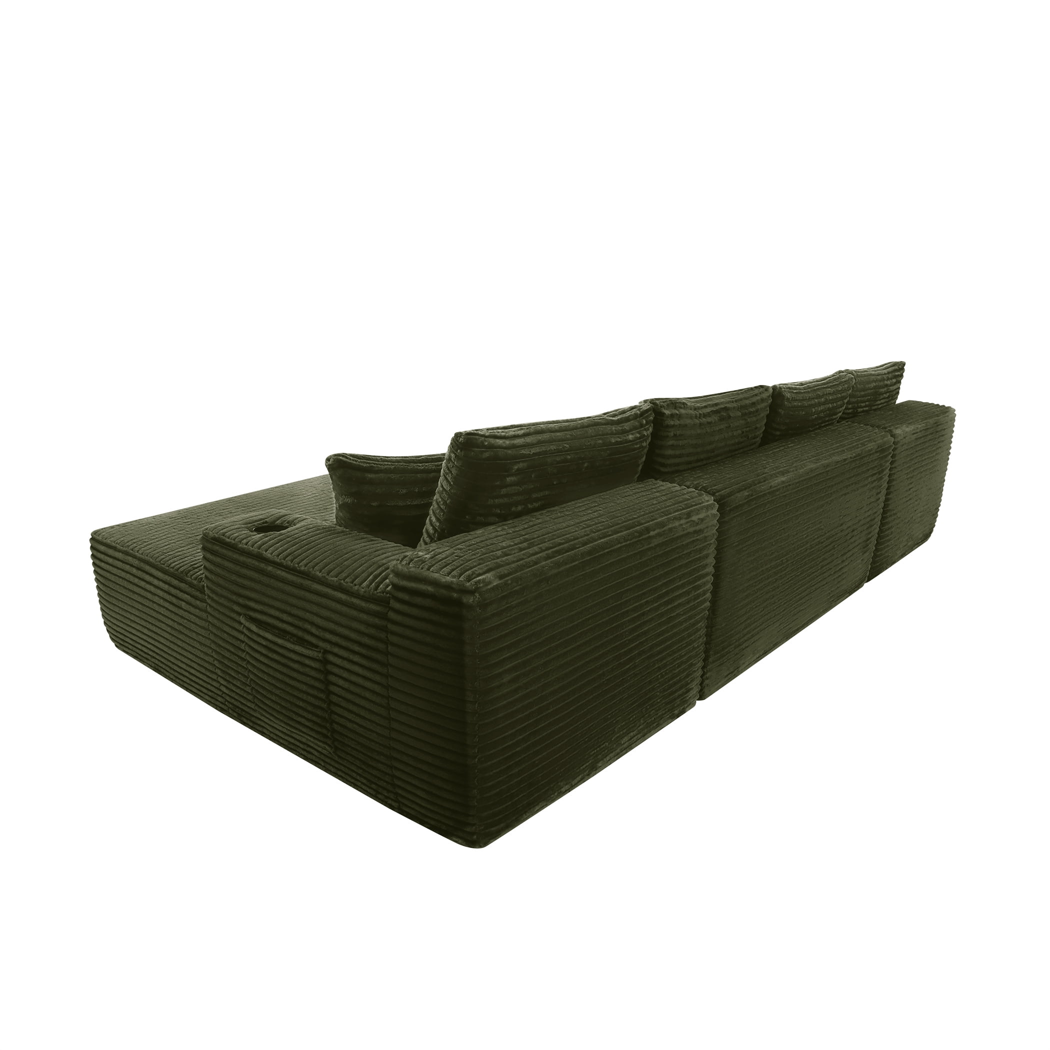 Aukfa 133" Cloud Sectional Sofa Oversized Boneless Couch Modular U-Shaped Couch, Double Chaise Corduroy Sofa for Living Room, Dark Green