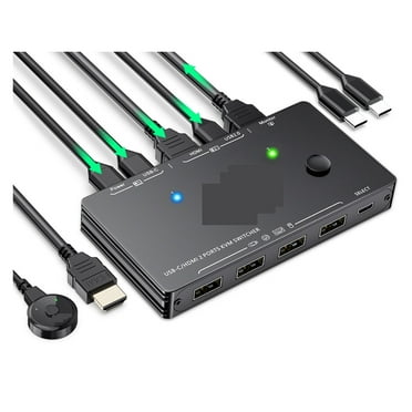 USB-C/HDMI(USB-C) KVM Switch 2 In 1 Out 4K USB KVM Switch Support PD Charg For 2 PC Sharing Keyboard Mouse Printer Display