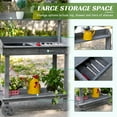 thumbnail image 3 of Outsunny 36'' Wooden Potting Bench Work Table with 2 Removable Wheels, Sink, Drawer & Large Storage Spaces, Gray, 3 of 9