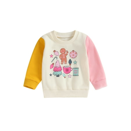 

GXFC Toddler Girls Boy Christmas Sweatshirt Clothes 6M 1T 2T 3T 4T Children Girls Long Sleeve Cartoon Print Holiday Party Pullovers Tops Christmas-themed Clothing for Kids Girls
